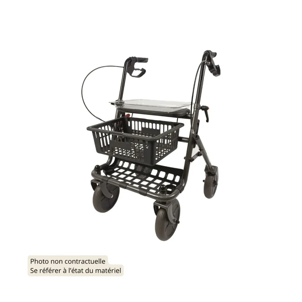 PRIMO 826236 Déambulateur 4 roues (Gris, Très bon état)