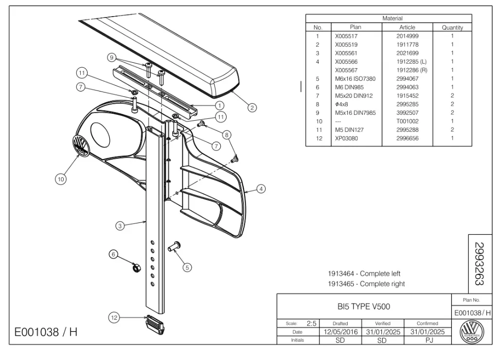 Accoudoir V500 /  D200 - BI5