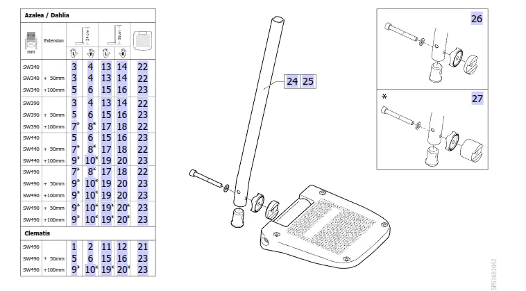 Palette réglable en angle et en profondeur Invacare