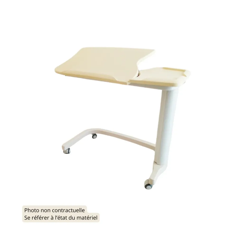 Table de lit inclinable avec tablette fixe latérale